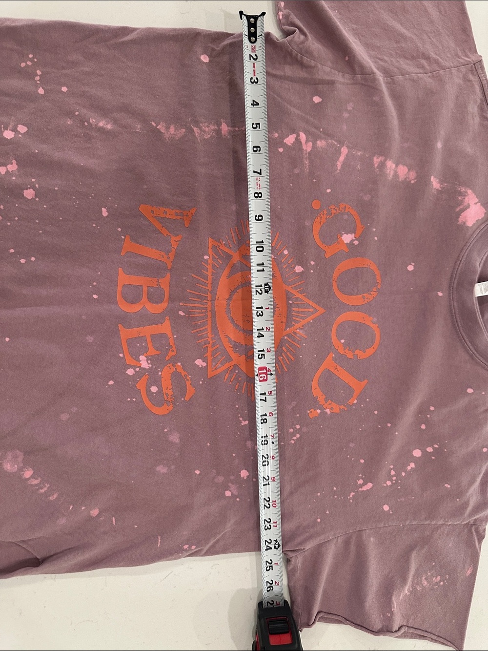 Pebby Forevee- Good Vibes Short Sleeve Tee - Mauve with Orange Print- XL - Picture 6 of 7
